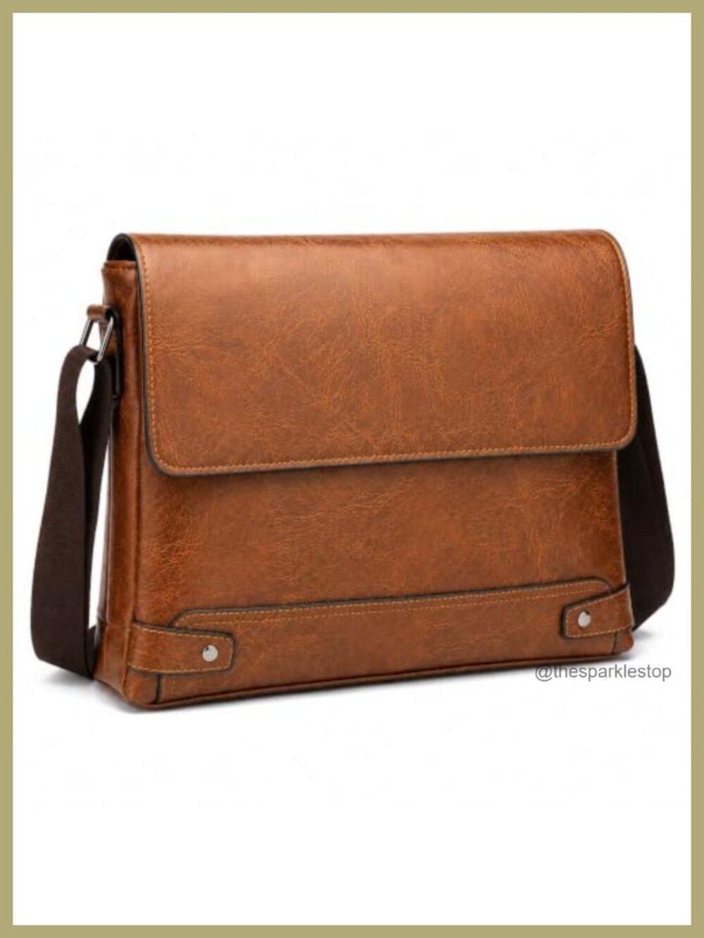 Vintage PU Leather Messenger Bag Slim Crossbody Shoulder Bag for Men Work